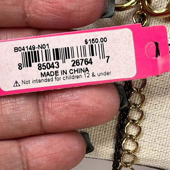 Betsey Johnson Gold-Tone Layered Necklace With Rose Accents Rhinestones - Picture 4 of 4